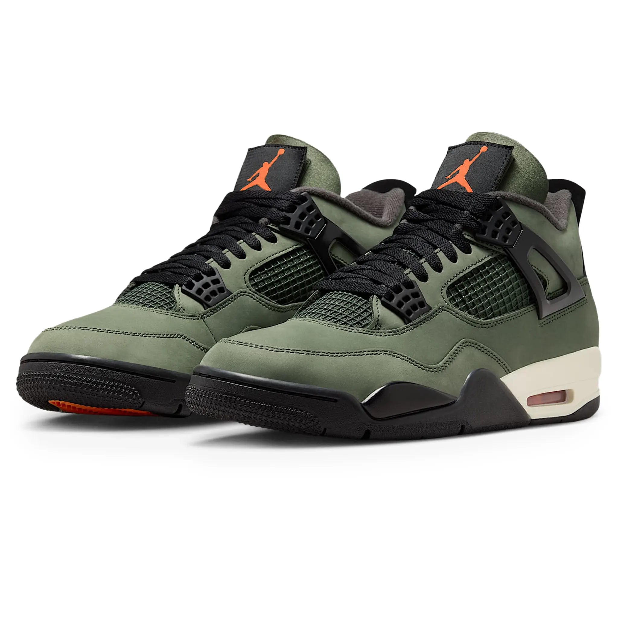Front Side View of Undefeated x Air Jordan 4 Sneaker (2025) IB1519-200
